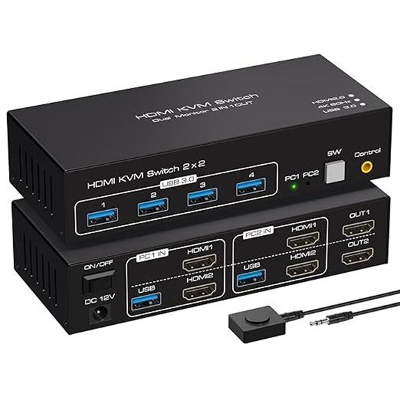 Dual Monitor KVM Switch with 4K Support and USB 3.0