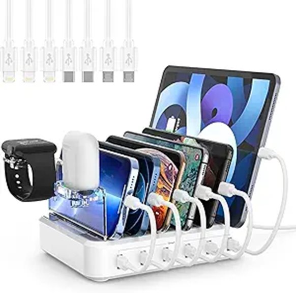 Multi-Device 60W Charging Station with Cables