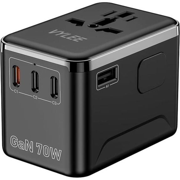 VYLEE 70W Universal Travel Adapter with PD Charging