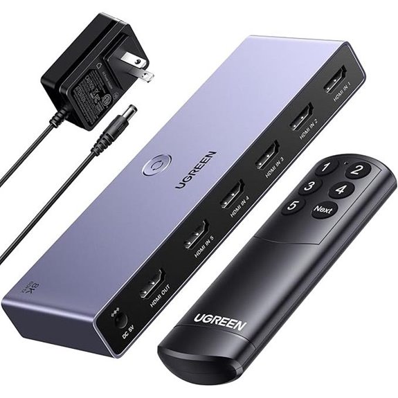 UGREEN 8K HDMI Switch 5 in 1 with Power Adapter