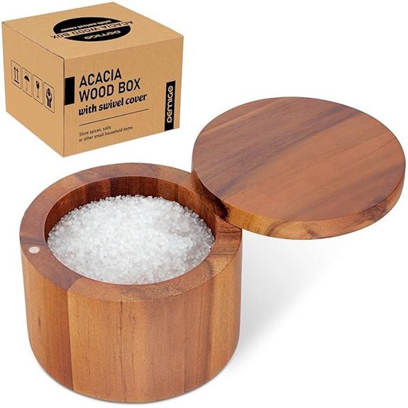 Demigo Acacia Salt Cellar with Swivel Cover