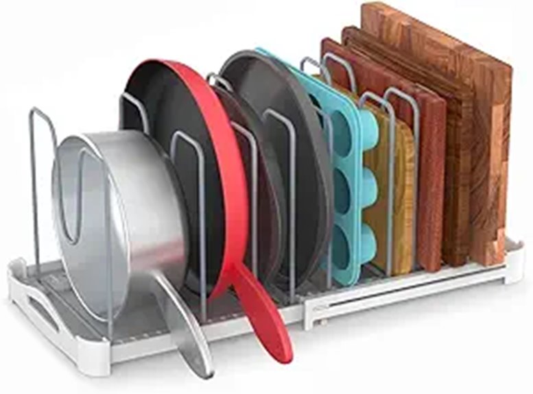 EVERIE Adjustable Bakeware Organizer Pot Lid Rack