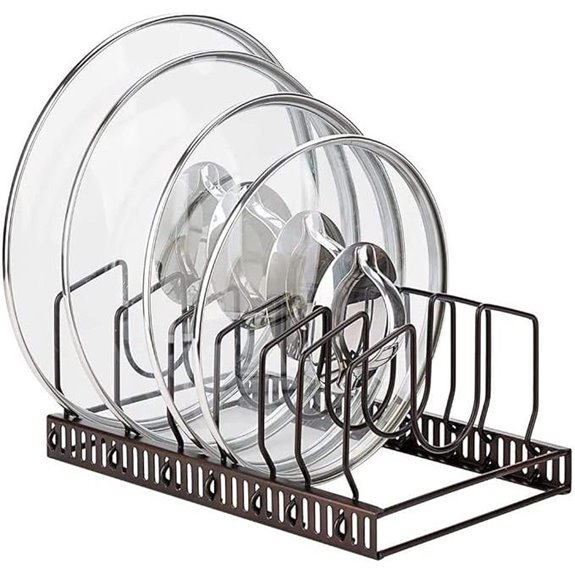 Toplife Pot Lids Organizer Rack with Adjustable Compartments