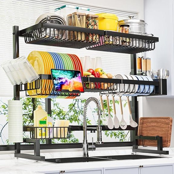 Expandable Two-Tier Sink Dish Drying Rack