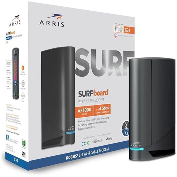ARRIS G34 Cable Modem Router WiFi 6 1Gbps