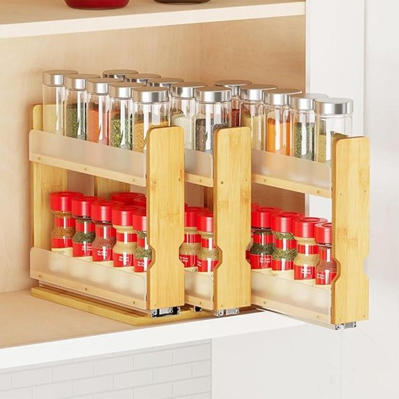SpaceAid Bamboo Pull-Out Spice Rack with 3 Drawers