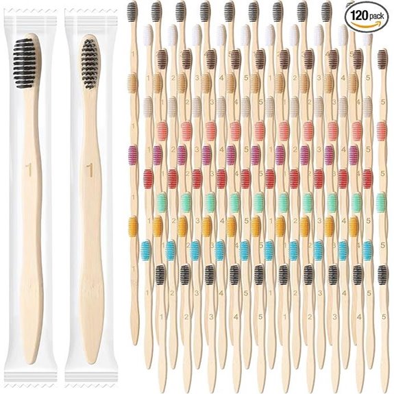 Sieral 120 Pcs Bamboo Travel Toothbrushes 12 Colors