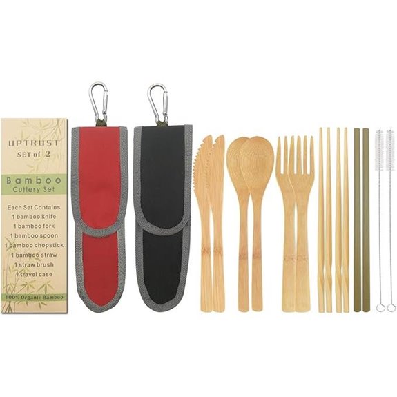 UPTRUST Bamboo Travel Utensil Set (Black & Red)