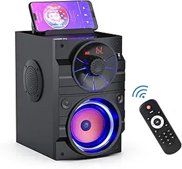 Portable Bluetooth Speaker with Lights and Bass