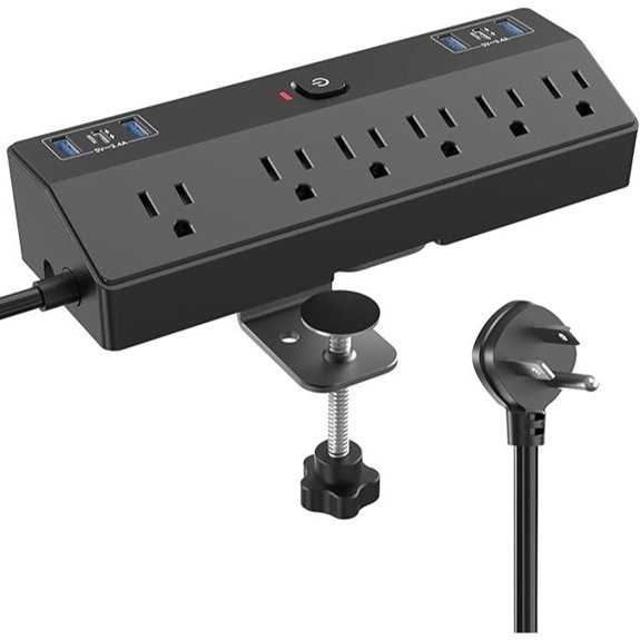 Desk Clamp Power Strip with 40W USB-C Charging
