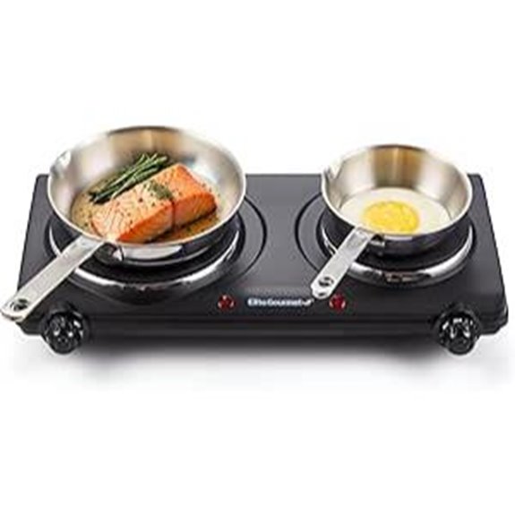 Elite Gourmet Double Cast Iron Electric Hot Plate