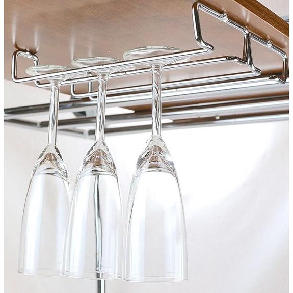 Deco Brothers 2PK Single Rail Wine Glass Stemware Rack Holder Chrome