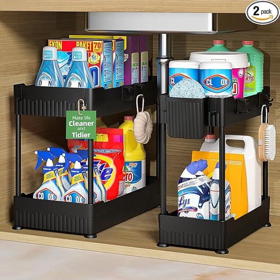 2-Pack Under Sink Organizer with Hooks