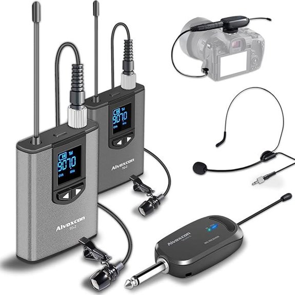 Alvoxcon UHF Dual Channel Wireless Lavalier Microphone System