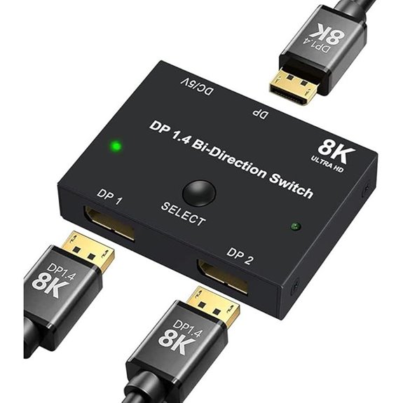 DisplayPort Switcher 2-in-1 Out 8K/4K HDMI Compatible