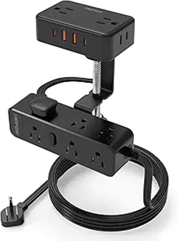 Dual Layer Desk Clamp Power Strip with USB