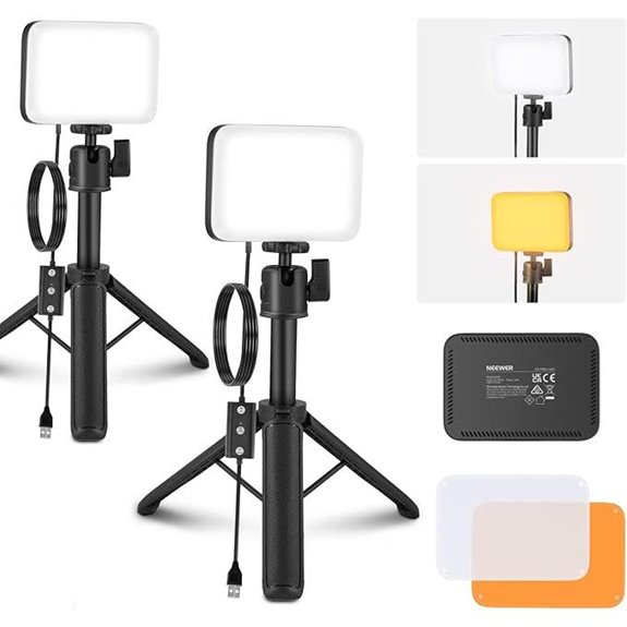 NEEWER 2-Pack LED Video Panel Light with Tripods