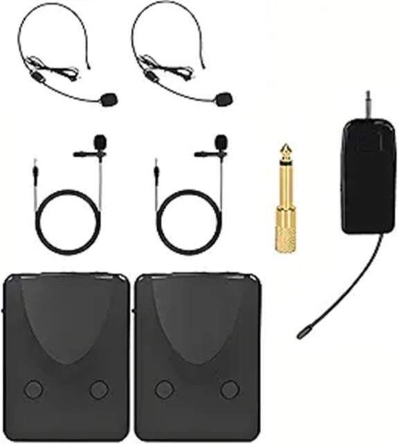 Wireless Microphone System with Dual Mics and Transmitter