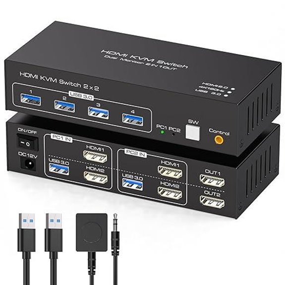 HDMI KVM Switch 2 Monitors & 2 Computers