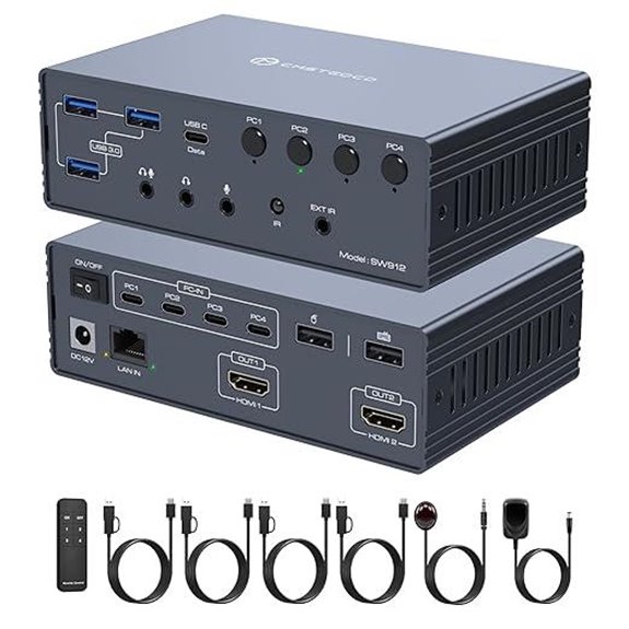 KVM Switch 2 Monitors for USB-C Docking Station