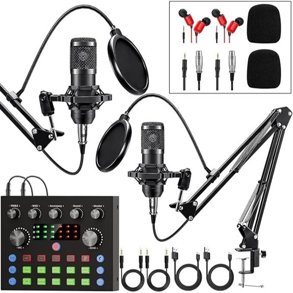 Podcast Equipment Bundle for 2 with Microphones and Mixer