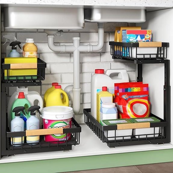 Under Sink Organizer 2 Pack 2-Tier Pull-Out Shelves