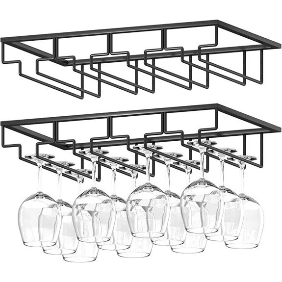 Wine Glass Rack 2-Pack Under Cabinet Holder