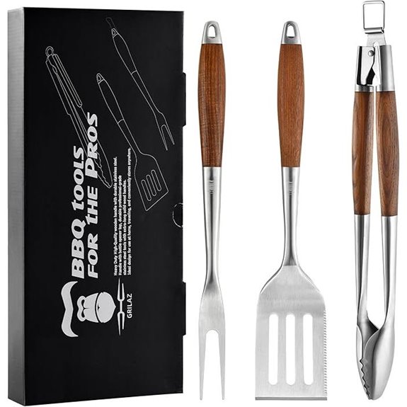 Heavy-Duty Ash Wood BBQ Grilling Tools Set