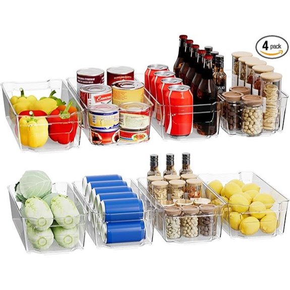 BPA-Free 8-Pack Clear Fridge Organizer Bins