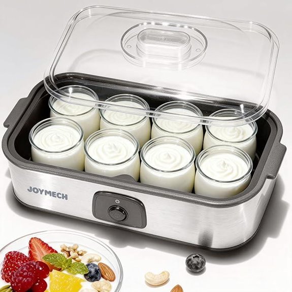 Yogurt Maker with 8 Glass Jars and One-Touch Control