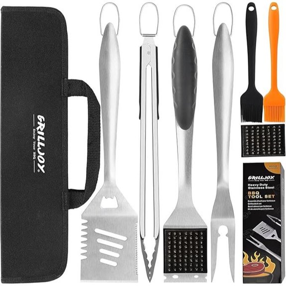 Grilljoy 8-Piece BBQ Grill Tools Set with Bag
