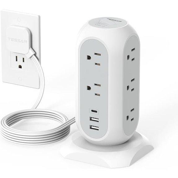 TESSAN Tower Power Strip with 11 Outlets & USB