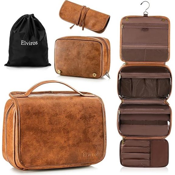 Elviros Men's Travel Toiletry Bag with Compartments