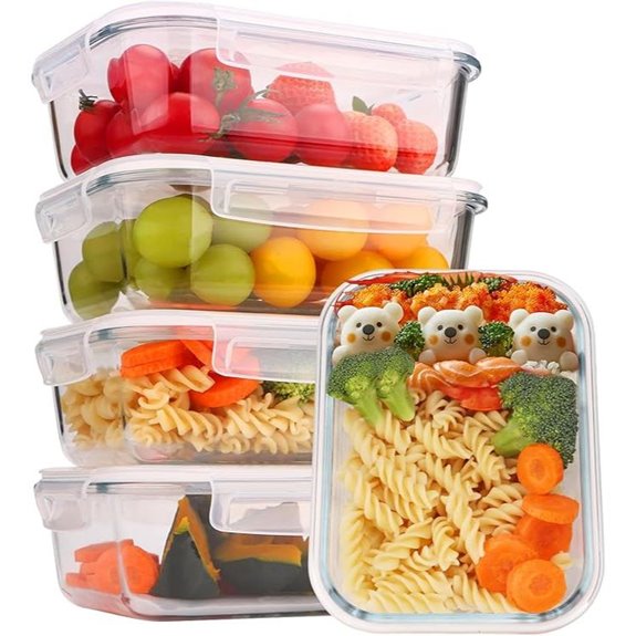 5-Pack Glass Food Storage Containers with Lids