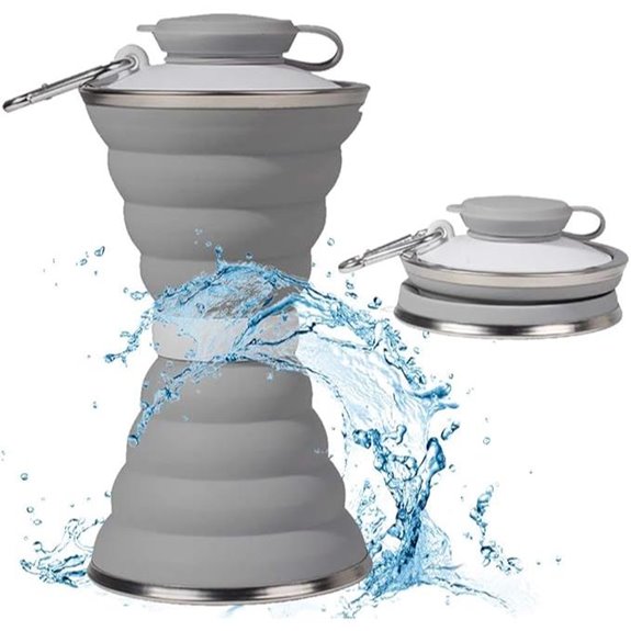 Collapsible Silicone Water Bottle with Carabiner