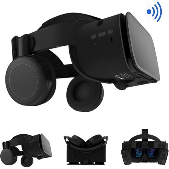 Foldable 3D VR Headset with Bluetooth Headphones