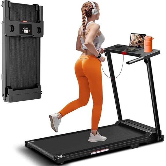 Portable Folding Treadmill with Handles and LCD Display