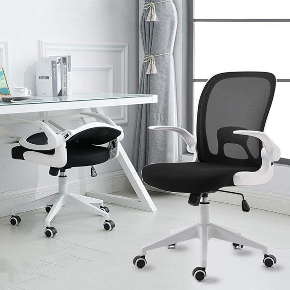 IPKIG Foldable Office Chair with Wheels and Flip-Up Arms
