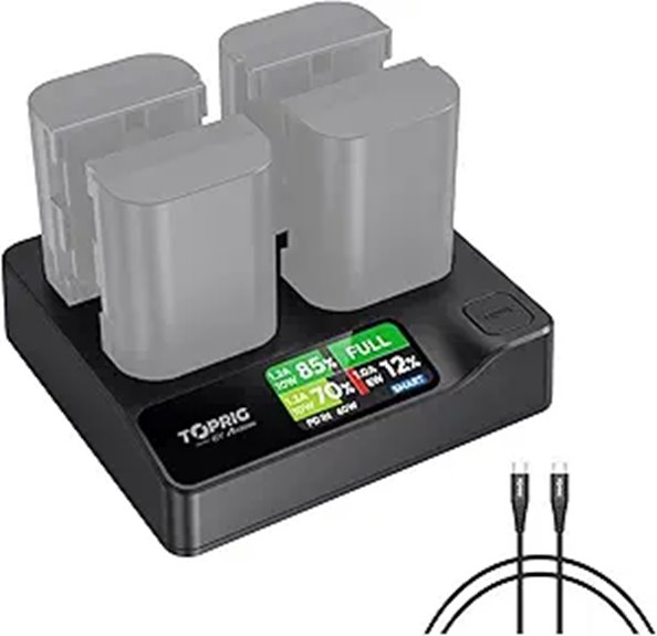 ACCSOON 4-Bay LP-E6 Battery Charger with LCD