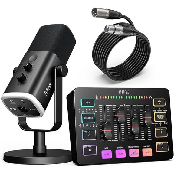 FIFINE Gaming Microphone & Audio Mixer Set