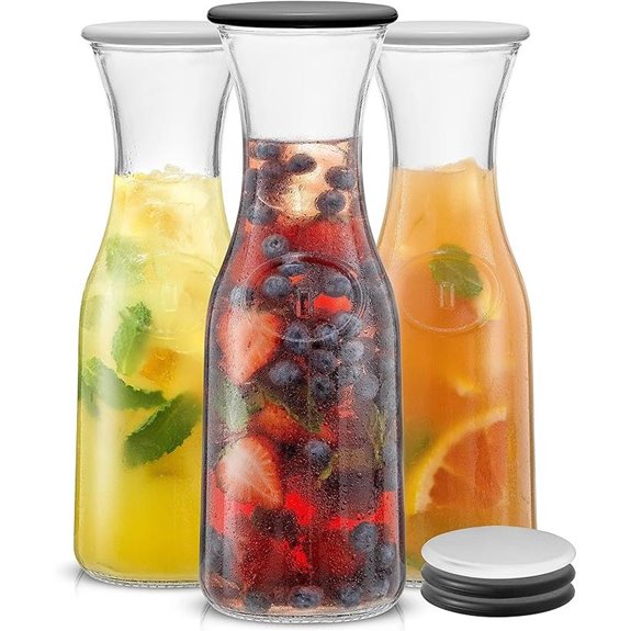 JoyJolt Glass Carafe Set of 3 for Beverages