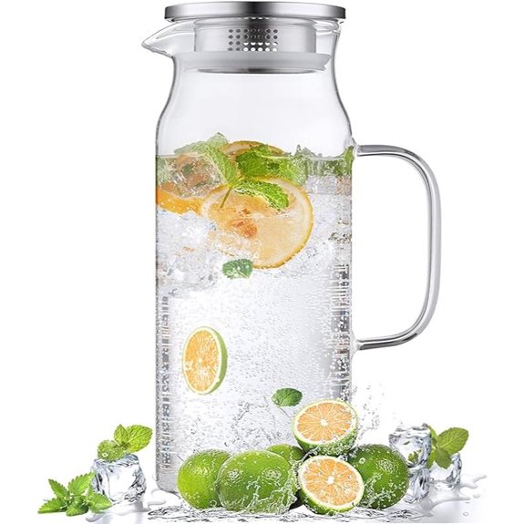 Bivvclaz 2L Glass Pitcher with Lid and Handle