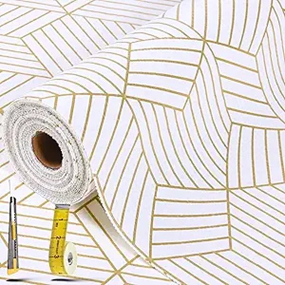 Non-Slip Gold Geometric Shelf Liners for Cabinets