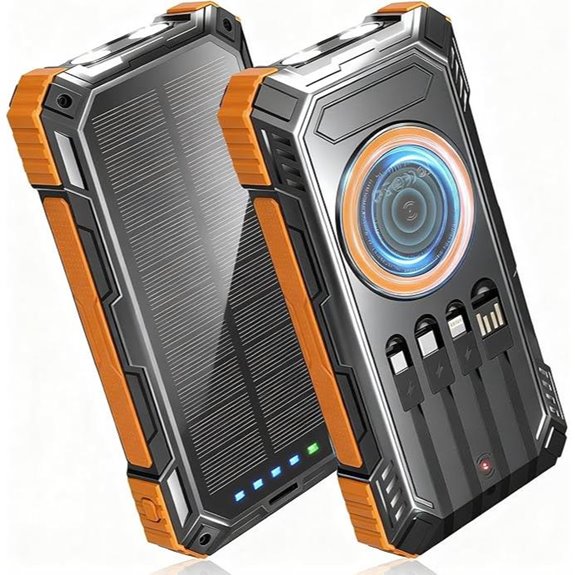 Solar Power Bank 49800mAh Wireless Charger with Cables