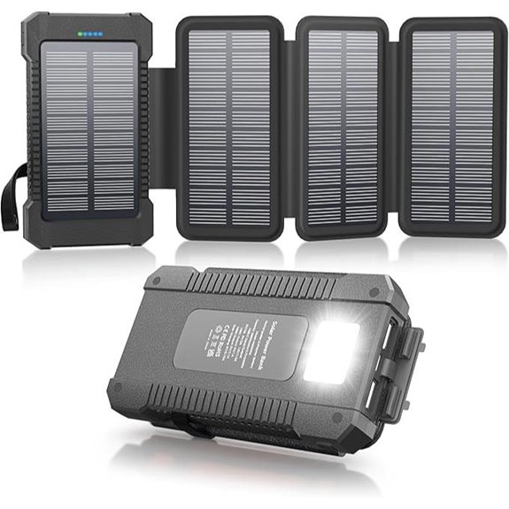 Solar Power Bank 38800mAh with 4 Panels Waterproof Fast Charging