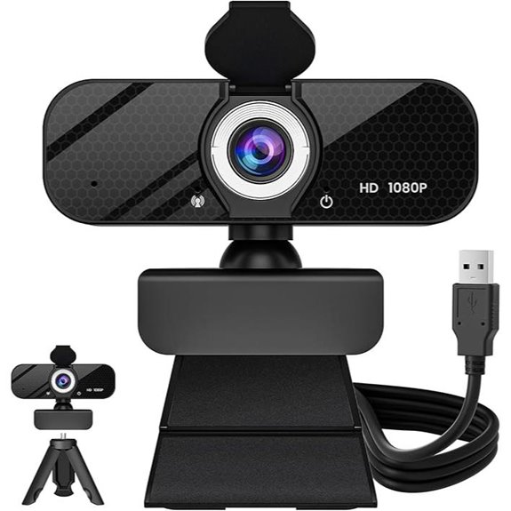1080P HD Webcam with Microphone and Tripod