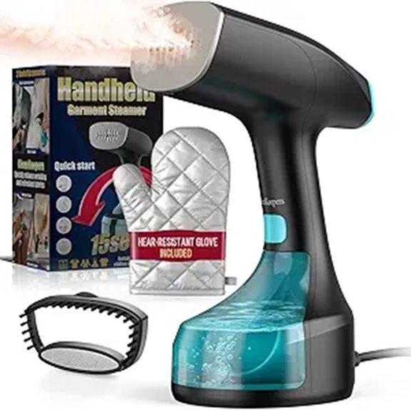 Portable 1900W Handheld Garment Steamer with Brush
