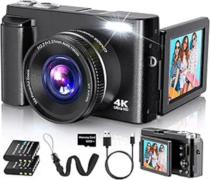 48MP 4K Vlogging Camera with Flip Screen and Zoom