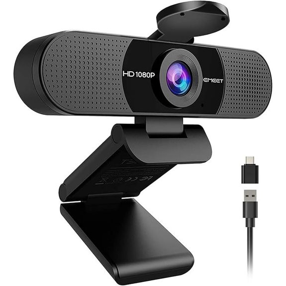 EMEET 1080P Webcam with Microphone and Adapter