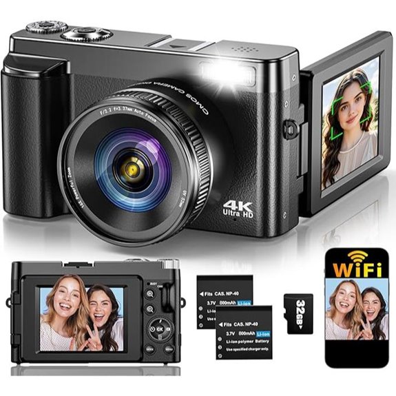 4K 64MP WiFi Vlogging Camera with Flip Screen